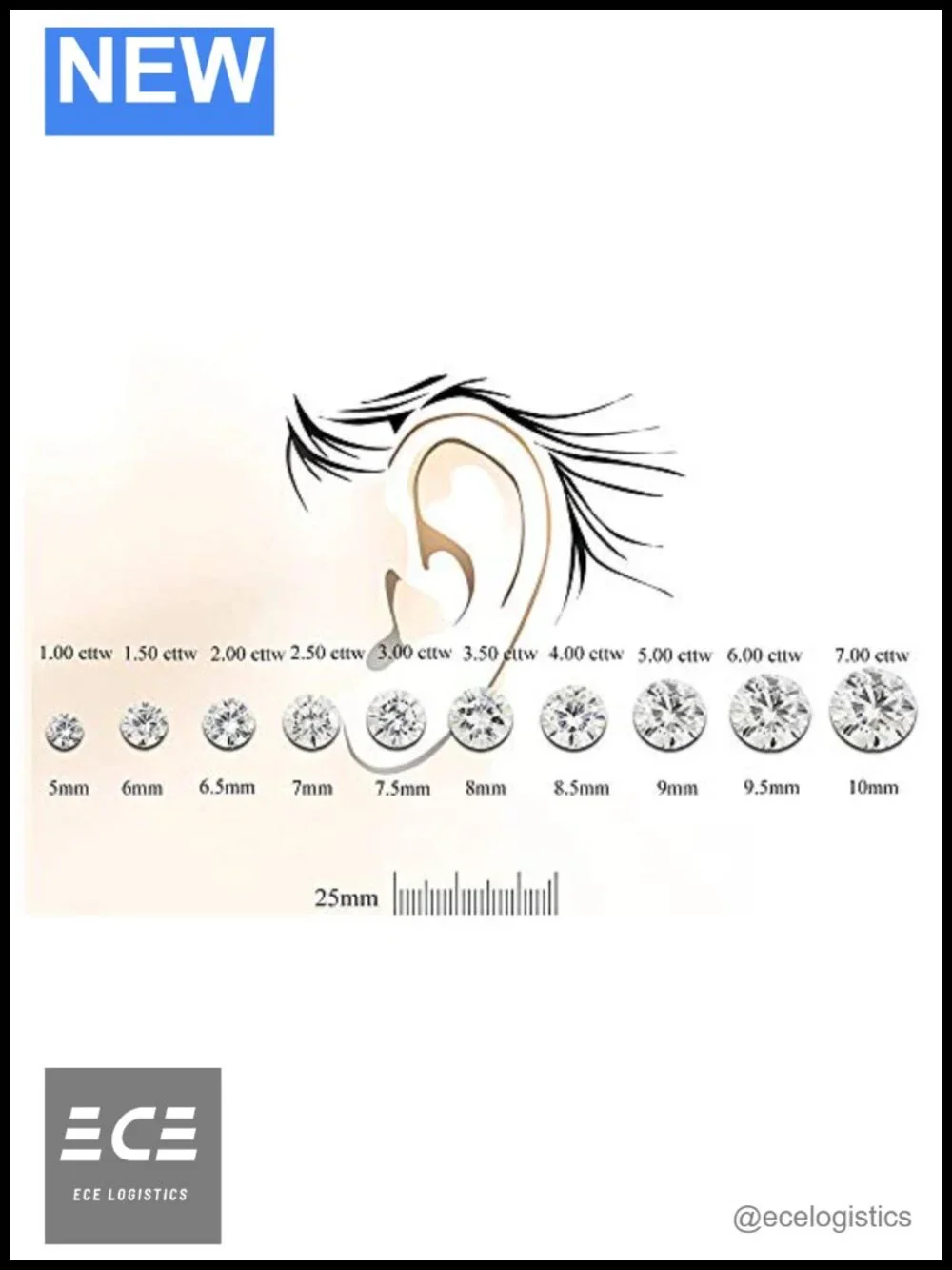 14k Yellow Gold Moissanite Round Stud Earrings 7 Carat Screw Back